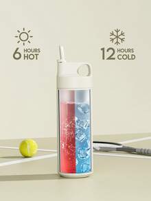 18oz Stainless Steel Insulated Water Bottle, Leakproof Portable Travel Mug With Straw For Hot And Cold Beverages For School, Gym, Office, And Outdoor Multiple Occasions - Milky White - View 7