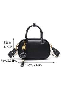 MINI TOPSTITCHED BAG, Wide Strap Women's Vintage Crossbody Bag, Small Tote Ladies Luxury Design Handbags, Solid Color Simple Shoulder Bag, Bags For Ladies Fashionable - Multicolor - View 15
