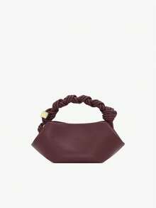 New Luxury Designer Mini Handbag, Large Capacity Knotted Crossbody Bag, Women's Fashion Shoulder Bag, Versatile For Daily Use - Burgundy - View 6