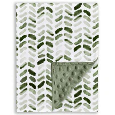 婴儿双层柔软毛绒 Minky 毛毯，带圆点背衬，适合男孩女孩 - 幼儿新生儿沐浴礼物（绿叶，30 X 40 英寸）