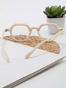 1pc Oval Computer Glasses, Unisex For Daily Business Office Use - White - View 3