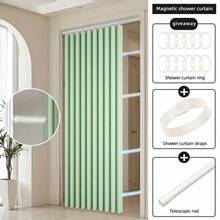 磁性折叠门帘，折叠门帘，室内门帘套装，适用于卧室、客厅，含窗帘杆，四季皆宜 - 彩色 - 查看 14