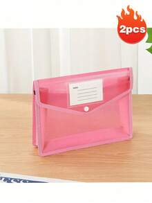 1/2/6pcs A4 Plastic Folder, Envelope Extension File Wallet Organizer, With Snapshot And Pocket Waterproof Transparent Document Bag, Three-Dimensional File Bag Transparent Twill A4 Storage Envelope Office Test Paper