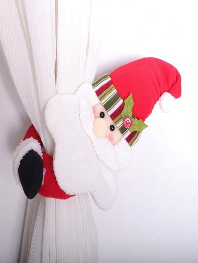 1pc New Christmas Santa Claus Decorations, Hook And Loop Curtain Decor, Christmas Snowman Curtain Buckle Decorations - Holiday Atmosphere Essentials, Must-Have For Christmas Season Window And Door Decoration, Cute And Attractive Design, Hook And Loop Design For Easy And Damage-Free Installation, Santa Claus And Snowman Elements, Suitable For Living Room, Bedroom, Bay Window, Christmas Party Decor, Instantly Boost Holiday Atmosphere, Excellent Christmas Decoration Item!  Christmas Decor  Christmas Decorations Home Decor Room Decor