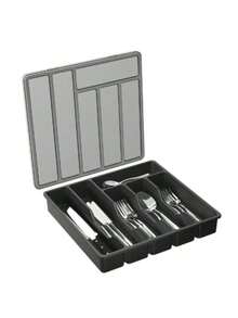 1 pieza Caja de almacenamiento de utensilios de cocina de estilo cajón grande, bandeja de herramientas de cocina expandible, rejilla de cubiertos ajustable, organizador divisor de espátulas de cocina y herramientas pequeñas de plástico - Multicolor - Ver 3