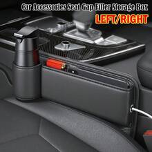 2PCS Left Side Designs Car Seat Gap Side Organizer Storage Cup Holder Pocket - Black - View 1