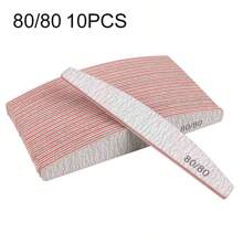 5/10Pcs Nail Art Professional Nail File 80/100/150/180/240 Sandpaper Strong Thick Sanding Half Moon Lime DIY Manicure Tool Accessories - Light Grey - View 16
