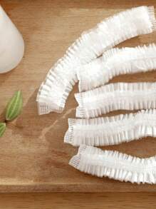 100个透明一次性免洗浴帽，防水弹力浴帽，加厚大号，高弹力，用于沐浴和头发护理，方便旅行携带 - 無色 - 查看 6