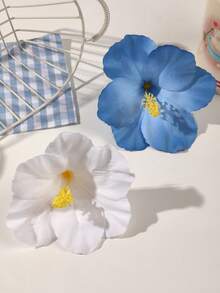 2件套波西米亚风米色和蓝色仿五瓣花发夹，优雅甜美，适合海滩度假、刘海装饰等场合，可作发夹、发爪、发卡、发夹等，也可作头饰或发卡。 - 彩色 - 查看 2