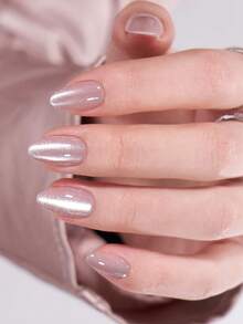 30 móng tay giả acrylic ngắn hình vuông/hình hạnh nhân màu hồng bóng, hiệu ứng mắt mèo, móng giả thiết kế mắt mèo chuyển màu bóng bẩy, phù hợp cho các lễ hội, thường ngày, sinh hoạt hàng ngày, trang trí móng tay mùa xuân/hè. - Bụi hồng - Xem 2