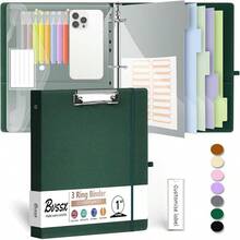 Carpeta organizadora de 3 anillos de 2.54, con portapapeles, 5 separadores con bolsillo, carpeta plástica, 18 etiquetas para divisores y porta bolígrafo (diseño Black Weeds, tamaño carta) - 01-Leopardo - Ver 17