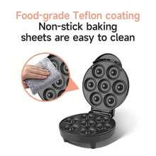 1 件装甜甜圈机迷你甜甜圈机适用于早餐、小吃、甜点等，具有不粘表面，1000W 可制作 7 个可爱的 5 厘米甜甜圈厨房电器家用甜甜圈机华夫饼机 - 查看 10