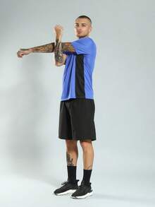 FITNATION Men's Fitness Gym T-Shirt In DRYFIT Fabric With Quick-Drying Sweat And Side Detail - Royal Blue - View 5