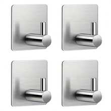 4 piezas Ganchos de pared de acero inoxidable modernos y autoadhesivos - Diseño elegante para la cocina, el baño y la organización del hogar - Resistente a la oxidación, fácil de instalar y mantener, ganchos para el baño
