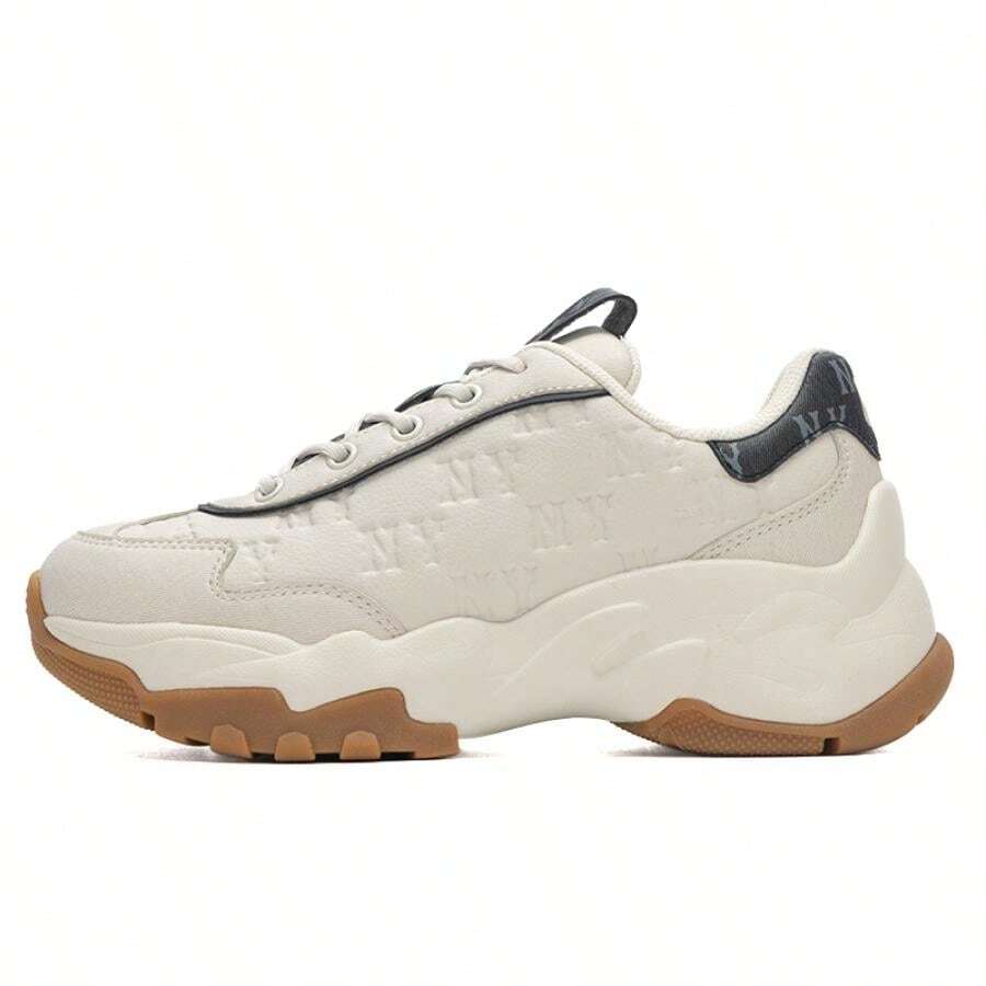 MLB Men's And Women's Casual Shoes, BIGBALL CHUNKY EMBO MONOGRAM, Comfortable And Lightweight Outdoor Everyday Sports Casual Shoes, 3ASHBEM4N-50IVS