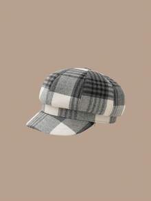 1pc Women's Autumn Beret Hat, Plaid Cloud Pattern, Casual Elegant Street Style Fashion, Versatile For Outdoor, Gathering, Cycling, Travel, Party, Daily Wear, Suitable For Autumn - MM2273 - View 11