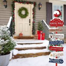 8 Piezas Señal direccional para fiesta de Navidad, Señales de casa de cabaña de invierno cálido y duradero para fiestas de Navidad y accesorios para fotomatón (sin batería), Decoraciones navideñas, Diseño de madera rústica (material de papel), Decoración de fiesta de Navidad Feliz Navidad