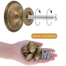 6/12 Pcs Antique Bronze/Black Knobs Handle Pulls 30mm Brass Round Knobs For Cabinet Drawer Kitchen Bathroom Cupboard Home Office Furniture - Multicolor - View 5