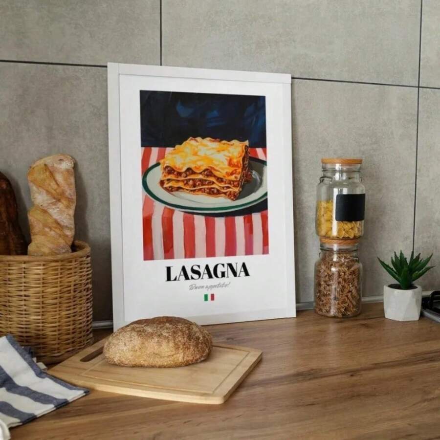 1 Stück moderne, farbenfrohe Poster mit italienischen Lebensmitteln, Desserts und Getränken, italienische kulinarische Leinwandmalerei Wandkunst für Bar, Küche, Esszimmer, Heimdekoration ohne Rahmen - A - Übersicht 1