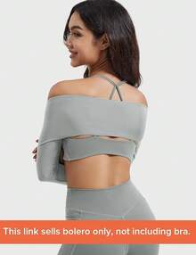 Women Crop Top Long Sleeve Bolero Open Front Workout Cropped Shirts Sports Shrug - Storm Grey - View 3