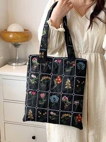 Embroidered Vintage Floral Tote Bag