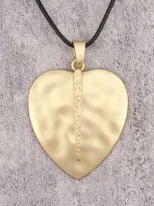 1 pieza Collar largo con colgante de disco ondulado de aleación dorada de estilo minimalista y elegante, collar gargantilla único con cuentas, adecuado para uso diario y como regalo para novia/novio - Cuerda de cera - Ver 7