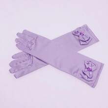 2pcs Princess Printed Gloves, Bow Gloves, Silk Queen Princess Elegant Gloves, Anna Ceremonial Costume Accessories Halloween