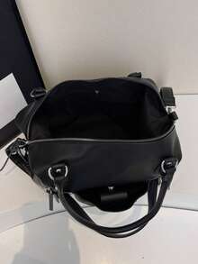 大容量、超火爆、高端质感包包、新款单肩斜挎包、商务旅行行李包、女士时尚、休闲、复古、百搭手提包、简约托特包、中世纪摩托车包、优雅女士包包 - 黑色 - 查看 12