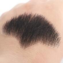 Men Fake Mustache, Natural Looking Human Hair Fake Beard, Handmade With Invisible Lace Fake Facial Hair For Entertainment/Drama/Halloween/Funny Cosplay - Multicolor - View 8