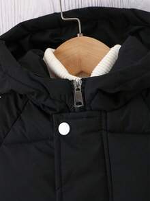 男童休闲加厚长袖连帽棉衣，秋冬时尚校园风