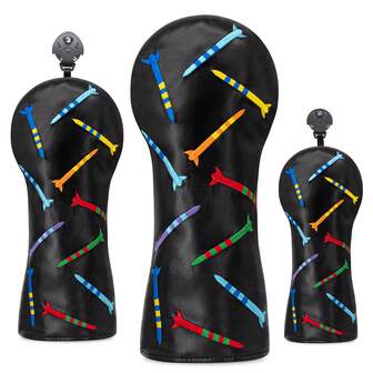 1pc Classic Black Vibrant Nail-Designed PU Golf Club Head Cover - High-Quality And Durable Material - Perfect For Young Trendsetters And Family Golfers