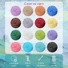 Crochet Kits For Beginners Adults, Crochet Starter Kit With Ergonomic Crochet Hooks Set 2-10mm, 16 Colour Crochet Yarns, Travel Crochet Kit Compact & Portable, Large Knitting Bag Yarn Storage - 霧霾藍 - 查看 4