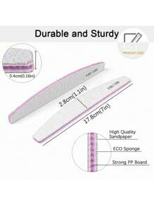 5/10Pcs Nail Art Professional Nail File 80/100/150/180/240 Sandpaper Strong Thick Sanding Half Moon Lime DIY Manicure Tool Accessories - Light Grey - View 4