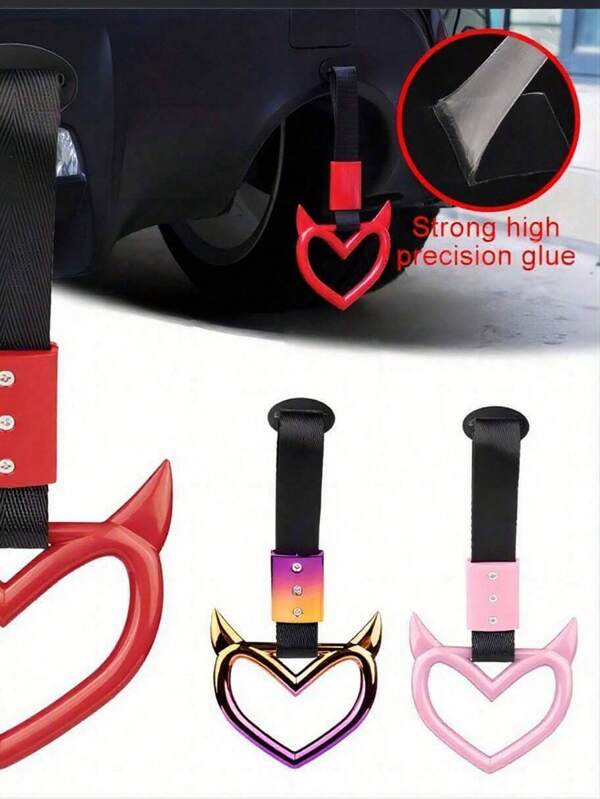 1pc JDM Demo Design Tsurikawa Handle Ring Sticker Bumper Tow Hook Strap Auto Bus Car Drift Charm Warning Tag