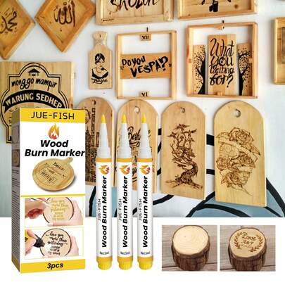 JUE FISH 3pcs/6pcs Wooden Burning Marker Pens Drawing Scorch Pen Multi-Functional Wood Working Tool Drawing Wood Burn Marker Pen Diy Quick Craft Tools Creative Wood Markers For Artists Beginners Crafts