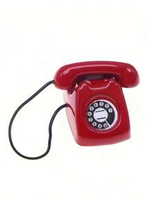 1 Stück Mini Retro Drehtelefon Modell - Legierung Metall, schwarz und rot mit weißen Linien, geeignet für DIY Puppenhaus, Taschenszene Dekoration und Sammlungsausstellung, Weihnachts-Tischdekoration, Heimdekoration, Weihnachtsdekorationen, Raumdekoration, Winterweihnachtsdekorationen, Weihnachtsgeschenke, Weihnachtsdekor - Verschiedenfarbig - Übersicht 3