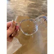 NewUnisex  Light Glasses, Square Reading/Computer Reading Glasses, Women's Fashion Glasses, Clear Lenses, Protective Clear Lenses, Reduce Eye Strain Caused By Computers, TV And Games - Clear - View 4