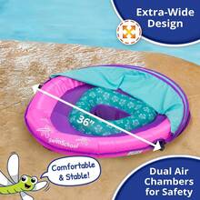 Deluxe Baby Float with Adjustable Canopy - 6-24 Months - Baby Swim Float with Splash & Play Activity Center and Perfect-Fit Safety Seat - Navy/White - Rosado/Verde agua - Ver 3