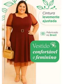 Women's Ribbed Plus Size Dress Evangelical Fashion Midi Tulle Polka Dot - Burgundy - View 3