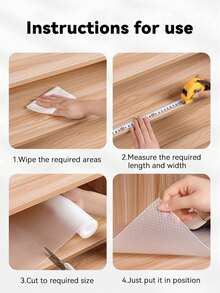 1卷 11.8*118 英寸（约 30*30 厘米）货架垫、抽屉垫、橱柜垫。采用半透明 EVA 材料制成，防水、防潮、防霉、防油、防滑。厚实耐磨，经久耐用，可水洗重复使用，可根据需要裁剪尺寸，适用于货架、橱柜、冰箱、抽屉、鞋架等。不带背胶。 - 圓點 - 查看 3