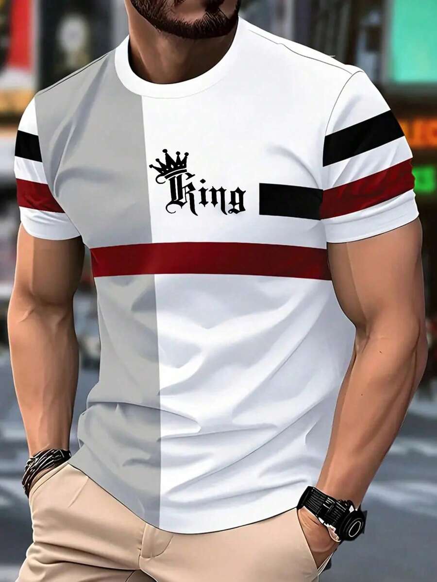 3D Men's Novelty Short Sleeve Crew Neck T-Shirt, Fashionable & Minimalist - Multicolor - View 1