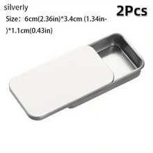 2/6Pcs Of 2.36X1.34X0.43 Inches, Sliding Top Tin Container, Tin Box Container, Small Item Storage Box With Lid, Such As Earrings, Jewelry Crafts, Etc