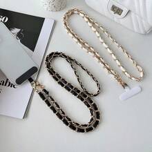 1pc Gold Leather Phone Lanyard, Pearl Crossbody Phone Strap, Women's Multi-Color Long Halter Phone Charm, Bag Chain Keychain (Phone Case Not Included) - Multicolor - View 6