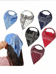 1件2025复古发带，均码，装饰布三角发带，弹力三角围巾发带，感恩节女士发饰，优雅发带 - 彩色 - 查看 13