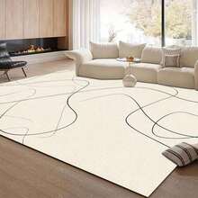 1pc Area Rugs Abstract Lines Area Carpet, Comfortable For Bedroom, Living Room, Office, Study, Entryway, Room Decor As Floor Mat, Modern Rectangle Absorbent Beige Rug, Washable & Non-Slip, Rugs For Living Room - Indoor All-Season Home Decor, Rugs For Bedroom, Living Room Large Rugs, Beige & Black Tones, Bedroom Rug, Living Room Decor, Bedroom Decor Entryway Decor Bathroom Kitchen Decor - Multicolor - View 4