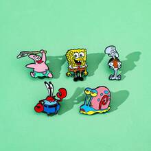 SpongeBob SquarePants 海绵宝宝 1/5 件趣味动漫胸针时尚盖瑞蜗牛珐琅别针金属徽章珠宝服装背包配饰礼物送给朋友 - 均碼 - 查看 7