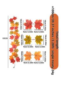 1 vòng hoa lá phong nhân tạo dài 78,74ft (khoảng 24,5m), vòng hoa mùa thu, lá phong, thích hợp trang trí nhà cửa trong nhà/ngoài trời, đám cưới, Halloween, Lễ Tạ ơn. - Nhiều màu - Xem 9