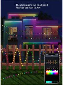 66 pies/20,1 m 200 luces LED de hadas RGB con WiFi, luces de Navidad controladas por aplicación, atenuables, arcoíris, sincronización con música, decoración navideña, IP44 resistente al agua, (5M/10M/15M/20M), (Constante, Intermitente, Desvanecimiento, Centelleo)