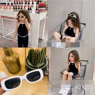 Óculos De Sol Retangulares Fofos Para Crianças , Moda Coreana Bebês , Proteção UV , Tons De Verão Meninos E Meninas