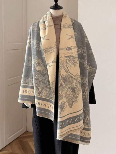 1pc Vintage Fashion Women Scarf Shawl, Multi-Functional Warm Outerwear For Autumn/Winter For Dress